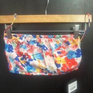 White Fox Make it Come True Crop Blue Floral Print Size Small NWT